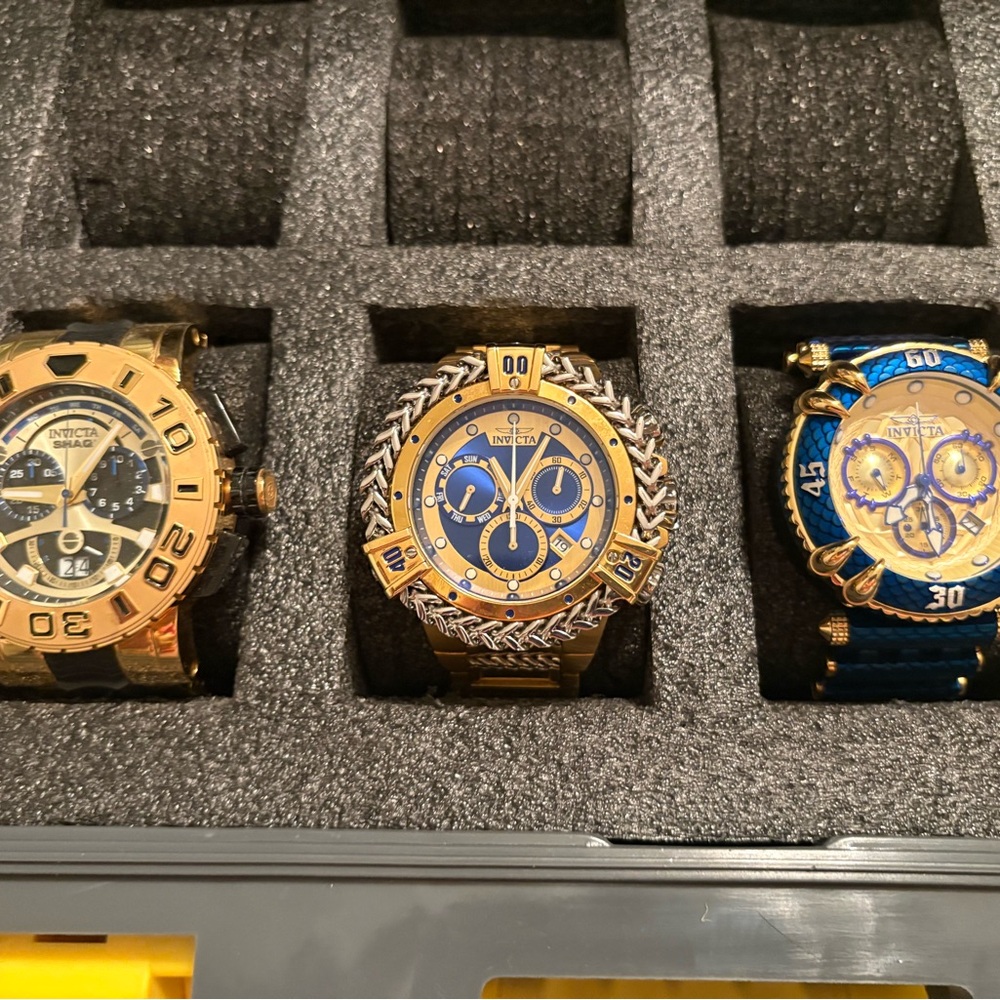 Invicta Gold and Blue Watch Trio